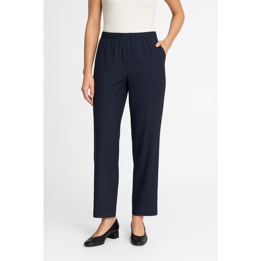 Banana Blue Pants Womens Small‎ Dark gray Straight Cut Elastic Waistband Oxford